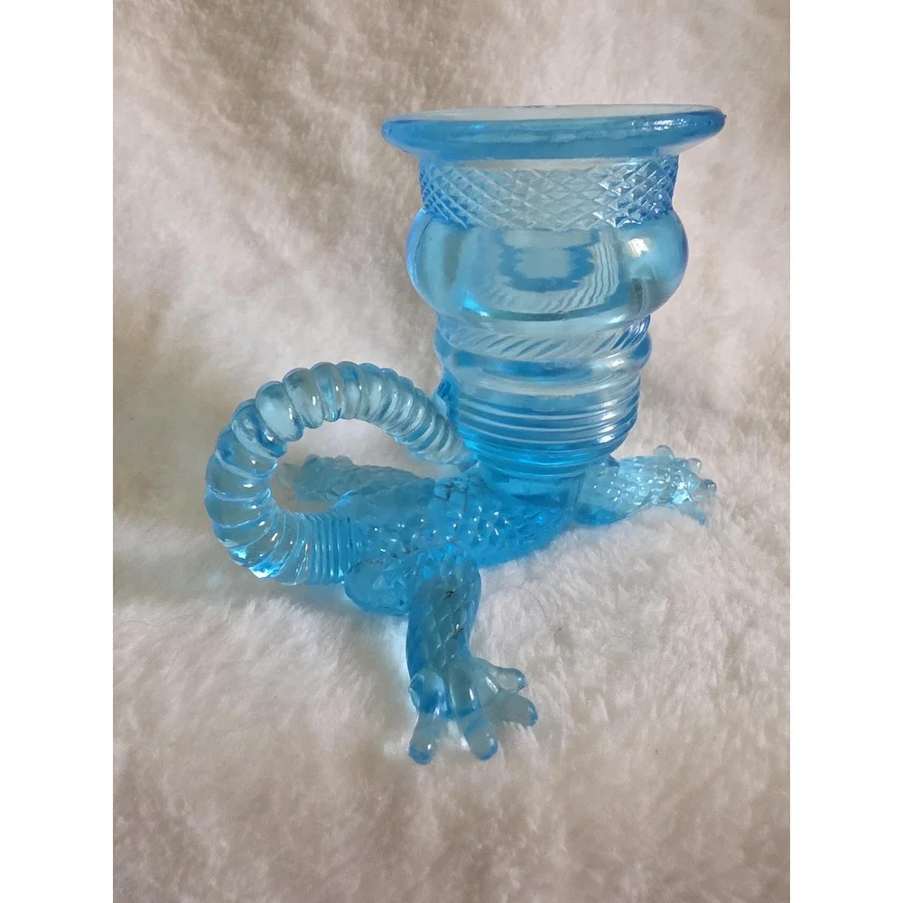As-Is Whimsical Gecko Toothpick Holder Flaw, EAPG Collectible Animal Glassware